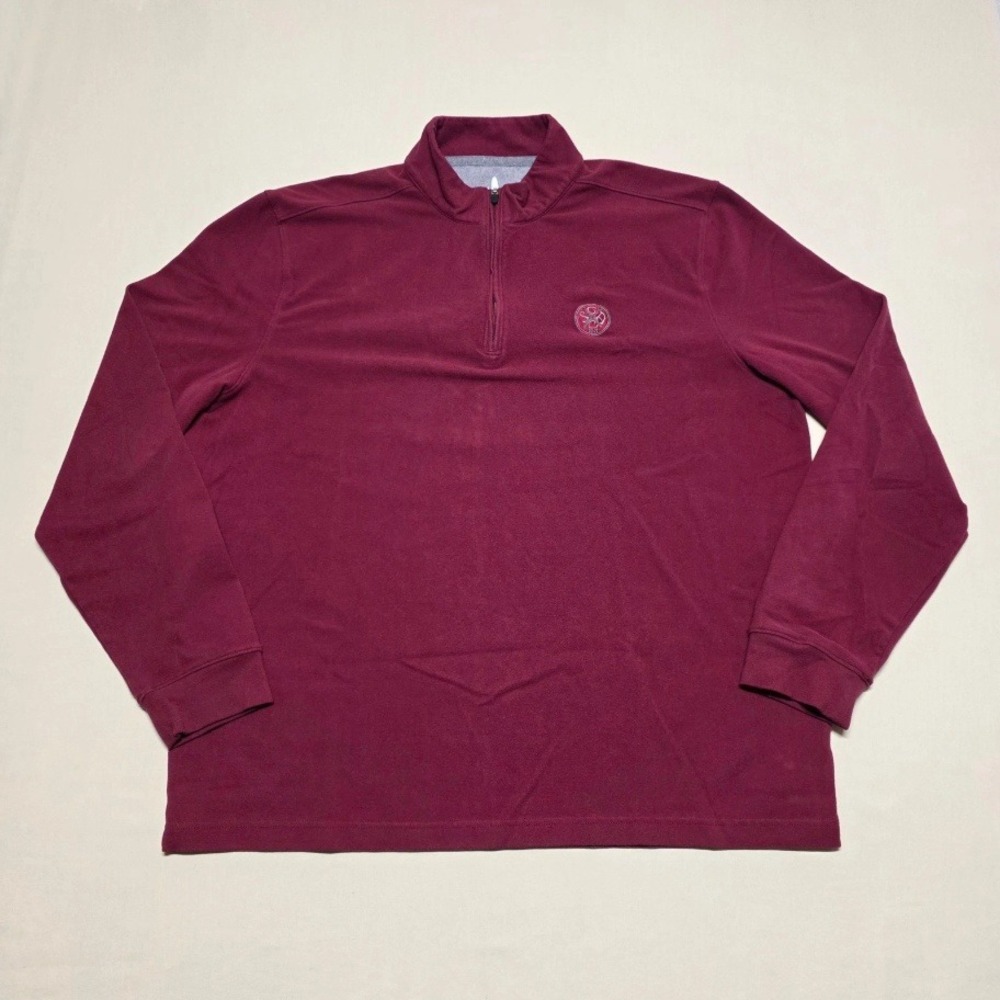 johnnie-O Mens Large Burgundy 1/4 Zip Pullover Stretch Fleece Logo Reg Fit